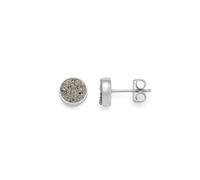 JEWELS BY LEONARDO Pendientes Odelle, 1 par de pendientes de acero inoxidable plateado, piedra de ágata marrón brillante, regalo para mujer, 025184