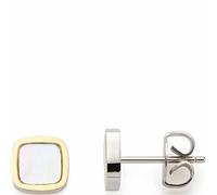 JEWELS BY LEONARDO Pendientes Pirella 1 par • Pendientes de acero inoxidable bicolor • Conector cuadrado con nácar incrustado • Regalo de joyería para mujer • 023204