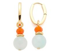 JEWELS BY LEONARDO Pendientes Solera • 1 par de pendientes de aro de acero inoxidable dorado • Pendientes de aro con colgante extraíble • perla de cristal naranja y bola azul • Regalo de joyería para