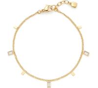JEWELS BY LEONARDO Pulsera Ciao Liora, brazo de acero inoxidable dorado, placas rectangulares y piedras de cristal transparente, 18-20 cm de longitud, joyas para mujer, 024457, Eine Grösse, Acero