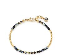 JEWELS BY LEONARDO Pulsera Ciao Lola • Pulsera de acero inoxidable dorado • Cristales de cristal negro con brillante facetado • 17-19 cm de longitud • Joyas especiales regalo para mujeres • 018782