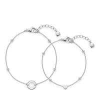 JEWELS BY LEONARDO Pulsera Cindy Madre e Hija • Juego de pulsera de acero inoxidable plateado • Placas redondas con un corazón - un símbolo de amor • Joyas regalo para mujeres • 025063, Eine Grösse,
