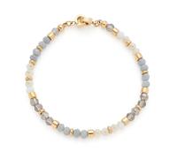 Jewels by Leonardo Pulsera Clip & Mix Bernie • Pulsera de Acero Inoxidable Dorado • Perlas de Cristal en Tonos Blancos y Grises • 19 cm de Longitud • Joyas Regalo para Mujeres • 025574