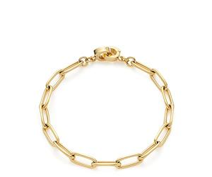 Jewels by Leonardo Pulsera Clip & Mix Estrella • Pulsera de Acero Inoxidable Dorado • Cadena de eslabones ovalados con Aspecto Grueso • 19 cm de Longitud • Regalo de joyería para Mujer • 021615