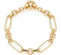 JEWELS BY LEONARDO Pulsera Clip & Mix Mathilde • Pulsera de acero inoxidable dorado • Anillo de conexión para colgar colgantes • Cadena maciza • 18,5 cm de longitud • Regalo para mujeres • 024267