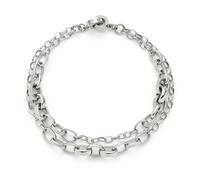 Jewels by Leonardo Pulsera Clip & Mix Suzanne, Doble Fila de Acero Inoxidable, Dos eslabones de Diferentes tamaños, 19,5 cm de Longitud, Joyas Regalo para Mujeres, 025583