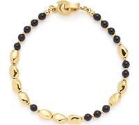 JEWELS BY LEONARDO Pulsera Dorina Clip & Mix de acero inoxidable dorado, perlas doradas y perlas de cristal negras, 19 cm de longitud, joyas para mujer, 024438, Eine Grösse, Acero inoxidable, No es