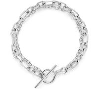 JEWELS BY LEONARDO Pulsera Elisabeth • Pulsera de acero inoxidable plateado • Diseño de doble fila y mezcla una cadena de ancla fuerte y pulida • 19 cm de longitud • Regalo para mujeres • 025182, Eine