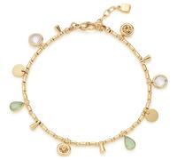 Leonardo Jewels Ella 023544 - Pulsera de acero inoxidable con cuentas cilíndricas doradas con colgantes colgantes de 18 a 20 cm de longitud, para mujer, Eine Grösse, Acero inoxidable, No es una piedra