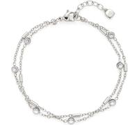 JEWELS BY LEONARDO Pulsera Francis • Pulsera de acero inoxidable plateado • Dos delicadas cadenas de ancla suavemente una contra la otra • 18-21 cm de longitud • Joyas regalo para mujeres • 024981,