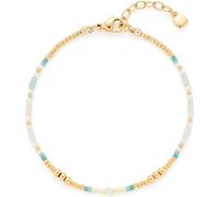 JEWELS BY LEONARDO Pulsera Lilly • Pulsera de acero inoxidable dorado • Delicados tonos blancos y turquesa • Perlas de imitación naturales • 18-21 cm de longitud • Regalo de joyas para mujeres •