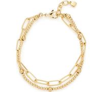 JEWELS BY LEONARDO Pulsera Marella • Doble fila pulsera de acero inoxidable dorado • perlas de acero inoxidable y eslabones más gruesos • 18 - 20 cm de longitud • Joyas para mujer • 023406