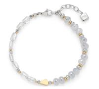 JEWELS BY LEONARDO Pulsera Marit • Pulsera de acero inoxidable bicolor • Perlas diferentes en tonos gris-azul • 18-20,5 cm de longitud • Joyas regalo para mujeres • 025963