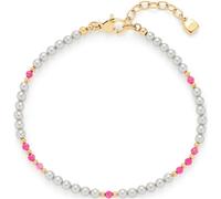 JEWELS BY LEONARDO Pulsera Pinky • Pulsera de acero inoxidable dorado • Perlas de imitación gris claro, bolas de oro finas y perlas de cristal en rosa • 18-20,5 cm de longitud • Regalo para mujeres •