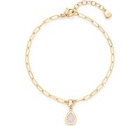 JEWELS BY LEONARDO Pulsera Rosy • Pulsera de acero inoxidable dorado • Cadena de clip con colgante en forma de gota de cristal rosa facetado • 18-21 cm de longitud • Regalo para mujeres • 024972, Eine