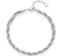 JEWELS BY LEONARDO Pulsera Sue • Pulsera de acero inoxidable plateado • Aspecto de cordón de tres cadenas de serpiente sinuosas • 19,5 - 22,5 cm de longitud • Joyas regalo para mujeres • 024837, Eine