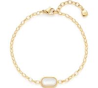 JEWELS BY LEONARDO Pulsera Tally • Pulsera de acero inoxidable dorado • Cadena de ancla ancha con eslabones ovalados y elemento de nácar • 18-21 cm de longitud • Joyas regalo para mujeres • 024979,