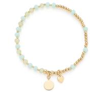JEWELS BY LEONARDO Pulsera You & Me Evelyn • Pulsera elástica de acero inoxidable dorado • bolas de oro finas con perlas de cristal turquesa • 19 cm de longitud • Joyas regalo para mujeres • 026291