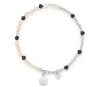 JEWELS BY LEONARDO Pulsera You & Me Liora • Pulsera elástica de acero inoxidable plateado • bolas de plata fina con perlas de cristal blanco y negro • 20 cm de longitud • Joyas regalo para mujeres