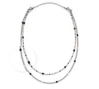 Jewels by Leonardo Sabine 024912 - Collar de Acero Inoxidable Plateado con Perlas Blancas y Negras, 50-82 cm de Longitud, Regalo para Mujer