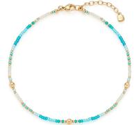 JEWELS BY LEONARDO Tobillera Ciao Janni • Delicada cadena de pie de acero inoxidable dorado • diminutas perlas de cristal aqua-turquesa • 24-28 cm de longitud • Regalo para mujer • 023860
