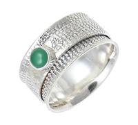 JEWELSTREZORO Anillo de meditación de plata de ley 925 con piedras preciosas, para hombres y mujeres, todos los tamaños, joyería hecha a mano TSR147, 68 (21.6), Metal precioso Piedras preci, Ónix
