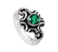 JEWELSTREZORO Anillo de piedra preciosa de plata de ley 925 para hombre y mujer, artículo de regalo, hecho a mano, TSR1006AA, 51 (16.2), Piedra preciosa de metal precioso, Esmeralda cultivada en
