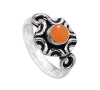 JEWELSTREZORO Anillo de piedra preciosa de plata de ley 925 para hombre y mujer, artículo de regalo, hecho a mano, TSR1006AA, 49 (15.6), Piedra preciosa de metal precioso, Piedra de luna melocotón