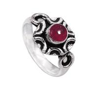 JEWELSTREZORO Anillo de piedra preciosa de plata de ley 925 para hombre y mujer, artículo de regalo, hecho a mano, TSR1006AA, 59 (18.8), Piedra preciosa de metal precioso, Cabujón granate
