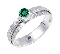 JEWELSTREZORO Anillo de plata de ley 925 con estilo hecho a mano, artículo de regalo, joyería para hombre y mujer, TSR120AA, 55 (17.5), Metal precioso Piedras preci, Esmeralda criada en el laboratorio