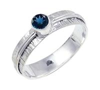 JEWELSTREZORO Anillo de plata de ley 925 con estilo hecho a mano, artículo de regalo, joyería para hombre y mujer, TSR120AA, 52 (16.6), Metal precioso Piedras preci, Topacio azul londinense cultivado