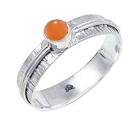JEWELSTREZORO Anillo de plata de ley 925 con estilo hecho a mano, artículo de regalo, joyería para hombre y mujer, TSR120AA, 16, Metal precioso Piedras preci, Piedra lunar melocotón