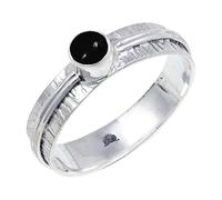 JEWELSTREZORO Anillo de plata de ley 925 con estilo hecho a mano, artículo de regalo, joyería para hombre y mujer, TSR120AA, 67 (21.3), Metal precioso Piedras preci, Cabujón ónix negro