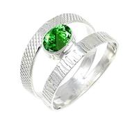 JEWELSTREZORO Anillo de plata de ley 925 con estilo hecho a mano, artículo de regalo, joyería para hombre y mujer, TSR131AA, 18, Metal precioso Piedras preci, Tsavorita criada en el laboratorio