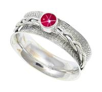 JEWELSTREZORO Anillo de plata de ley 925 con estilo hecho a mano, artículo de regalo, joyería para hombre y mujer, TSR143AA, 16, Metal precioso Piedras preci, Rosa Lindy Star criada en el laboratorio