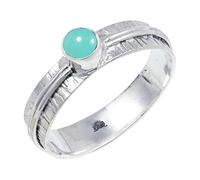 JEWELSTREZORO Anillo de plata de ley 925 con estilo hecho a mano, artículo de regalo, joyería para hombre y mujer, TSR120AA, 20, Metal precioso Piedras preci, Aqua-calcedonia