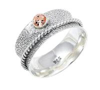 JEWELSTREZORO Anillo de plata de ley 925 con estilo hecho a mano, artículo de regalo, joyería para hombre y mujer, TSR153AA, 16, Metal precioso Piedras preci, Morganita criada en el laboratorio