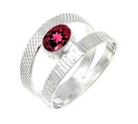 JEWELSTREZORO Anillo de plata de ley 925 con estilo hecho a mano, artículo de regalo, joyería para hombre y mujer, TSR131AA, 20, Metal precioso Piedras preci, Rubyllit criado en el laboratorio