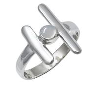 JEWELSTREZORO Anillo de plata de ley 925 con estilo hecho a mano, artículo de regalo, joyería para hombre y mujer, TSR105AA, 16, Metal precioso Piedras preci, Piedra de luna, blanca