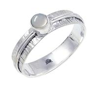 JEWELSTREZORO Anillo de plata de ley 925 con estilo hecho a mano, artículo de regalo, joyería para hombre y mujer, TSR120AA, 65 (20.7), Metal precioso Piedras preci, Piedra de luna, blanca