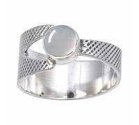 JEWELSTREZORO Anillo de plata de ley 925 con estilo hecho a mano, artículo de regalo, joyería para hombre y mujer, TSR116AA, 18, Metal precioso Piedras preci, Piedra de luna, blanca