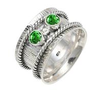 JEWELSTREZORO Anillo de plata de ley 925 con estilo hecho a mano, artículo de regalo, joyería para hombre y mujer, TSR146AA, 20, Metal precioso Piedras preci, Tsavorita criada en el laboratorio