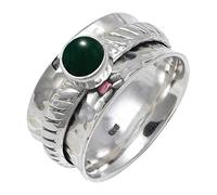 JEWELSTREZORO Anillo de plata de ley 925 con estilo hecho a mano con piedras preciosas, regalo para hombres y mujeres, todos los tamaños TSR144AA, 18, Metal precioso Piedras preci, Jade Verde