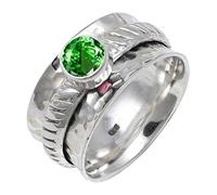 JEWELSTREZORO Anillo de plata de ley 925 con estilo hecho a mano con piedras preciosas, regalo para hombres y mujeres, todos los tamaños TSR144AA, 20, Metal precioso Piedras preci, Tsavorita criada en