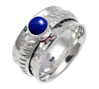 JEWELSTREZORO Anillo de plata de ley 925 con estilo hecho a mano con piedras preciosas, regalo para hombres y mujeres, todos los tamaños TSR144AA, 69 (22.0), Metal precioso Piedras preci, Lapislázuli