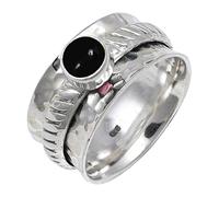 JEWELSTREZORO Anillo de plata de ley 925 con estilo hecho a mano con piedras preciosas, regalo para hombres y mujeres, todos los tamaños TSR144AA, 61 (19.4), Metal precioso Piedras preci, Cabujón ónix