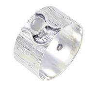 JEWELSTREZORO Anillo de plata de ley 925 con estilo hecho a mano para hombres y mujeres, todos los tamaños Jewerly TSR114AA, 20, Metal precioso Piedras preci, Piedra de luna, blanca