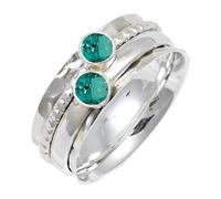 JEWELSTREZORO Anillo de plata de ley 925 con estilo hecho a mano para hombres y mujeres, todos los tamaños Jewerly TSR155AA, 18, Metal precioso Piedras preci, Turmalina paraiba verde cultivada en