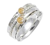 JEWELSTREZORO Anillo de plata de ley 925 con estilo hecho a mano para hombres y mujeres, todos los tamaños Jewerly TSR155AA, 74 (23.6), Metal precioso Piedras preci, Cuarzo rutilado dorado