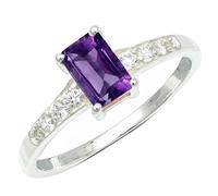 JEWELSTREZORO Anillo de plata de ley 925 con piedras preciosas de Amatista para hombres y mujeres ideal para regalar joya TSR1239AC29_75 (23.9)